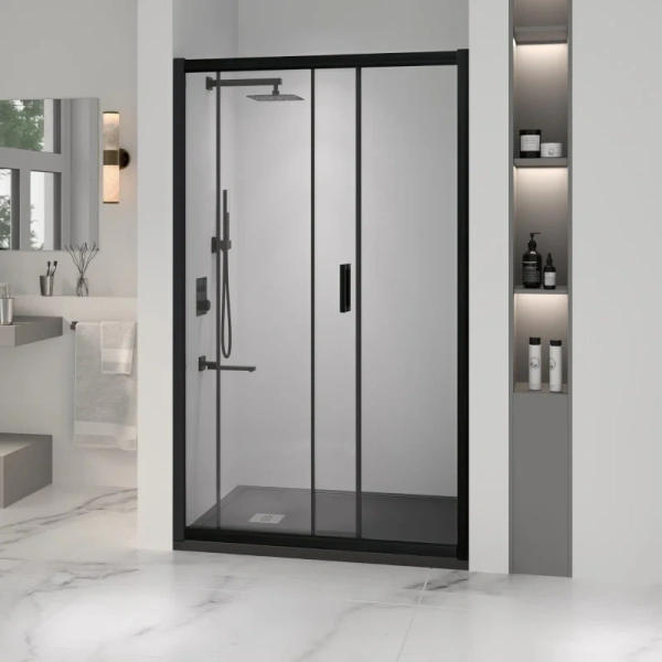 душевая дверь в нишу rgw passage pa-016 b 120 см, профиль черный, стекло прозрачное