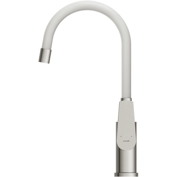 смеситель для кухни cersanit moduo a68232 с гибким изливом, сатин/белый