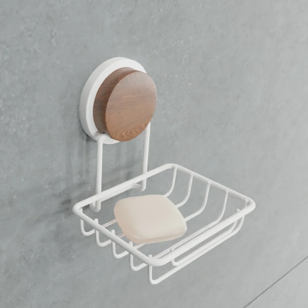 Мыльница Fixsen Magic White FX-47009 настенная, самоклеящаяся, белый/коричневый