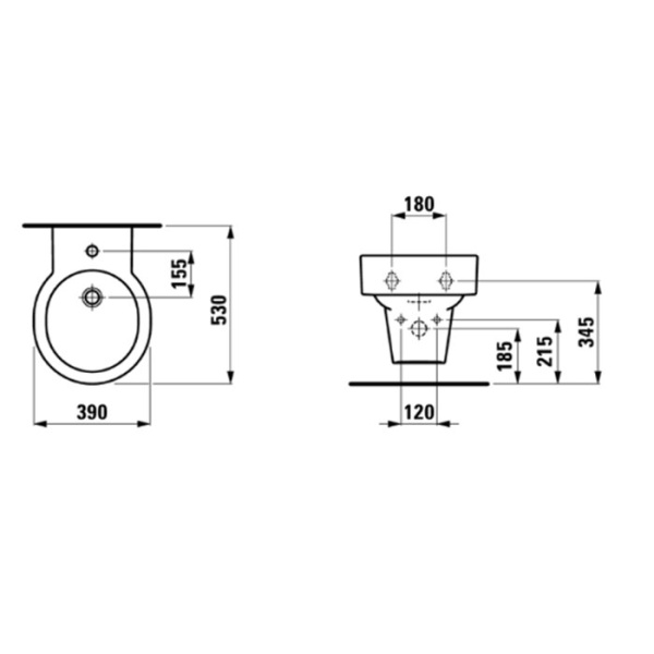биде подвесное 53x39x43см laufen val 8.3028.1.000.302.1 с 1 отв. под смеситель, без боковых отв, цвет: белый