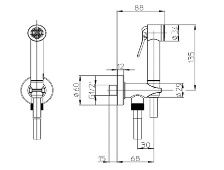гигиенический душ bossini apice ce4002.073 черный матовый