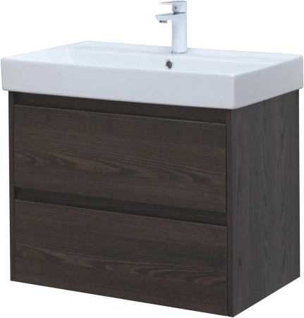 тумба под раковину aquanet nova lite 75 дуб черный, 2 ящика, 00287895