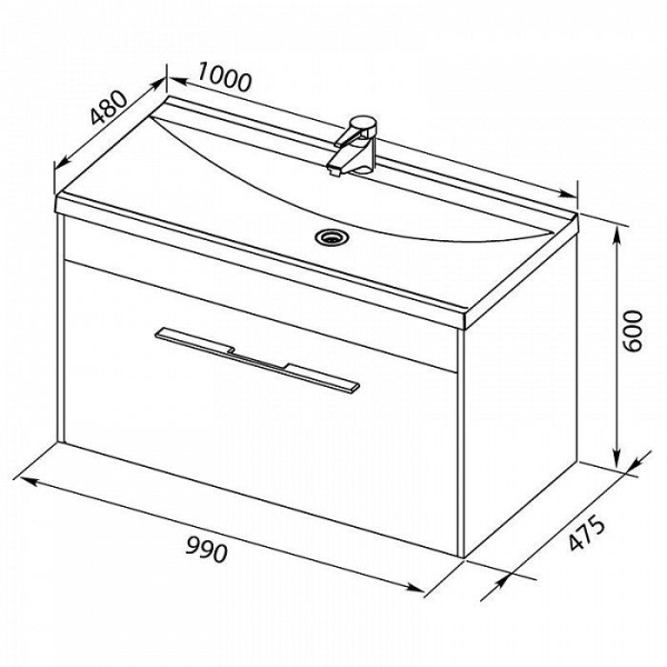 раковина 100 см aquanet нота 00284116 