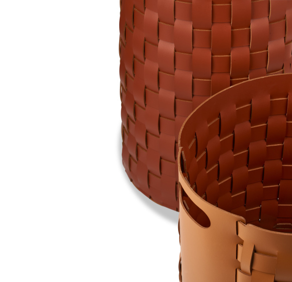 Корзина ADJ Bottega 1050.09/30 круглая, Ø40xH40 см, коньяк/бордо