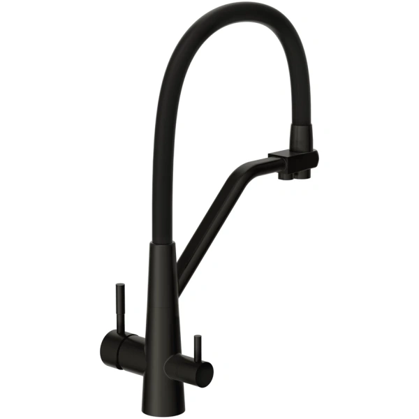 смеситель для кухни cersanit vivo a68218 с подключением к фильтру, гибким изливом, черный матовый