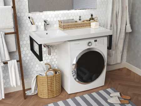 раковина 1marka wash 110 l ц0000010452 над стиральной машиной, белая раковина 1marka wash 110 l ц0000010452 над стиральной машиной, белая