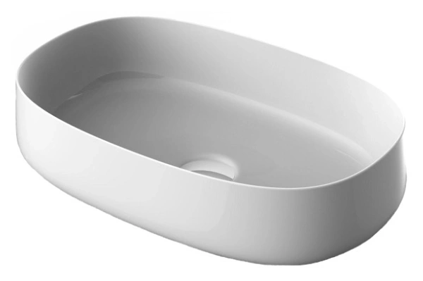 раковина artceram cognac quadro col003 01 00 накладная, без отв., без перелива, на столешницу, saniglaze, 55x35xh14.5 см, белая