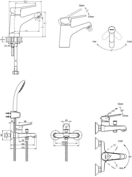 комплект смесителей bravat eco f00313с 2 смесителя + душевой гарнитур