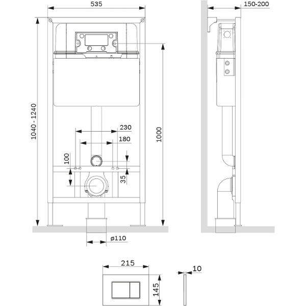 система инсталляции для унитазов am.pm proc i012707.0238 с кнопкой смыва proc s, чёрная матовая