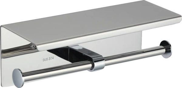 Держатель туалетной бумаги Savol S-00AK57 с полкой для телефона, двойной, хром Держатель туалетной бумаги Savol S-00AK57 с полкой для телефона, двойной, хром