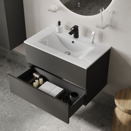 тумба с раковиной подвесная 80 см iddis bild bil80g0i95k, темно-серый