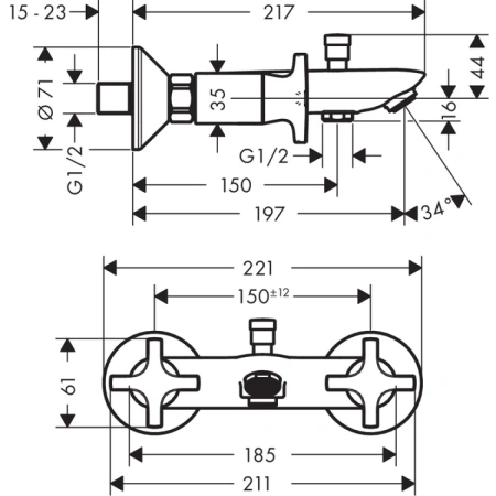 смеситель для ванны hansgrohe logis classic 71240000
