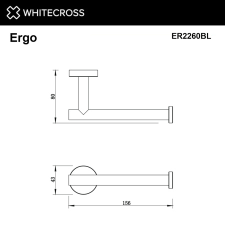 держатель туалетной бумаги whitecross ergo er2260bl черный мат
