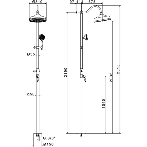 душевая система 310 мм migliore oxford ml.oxf-6370.bi.ra