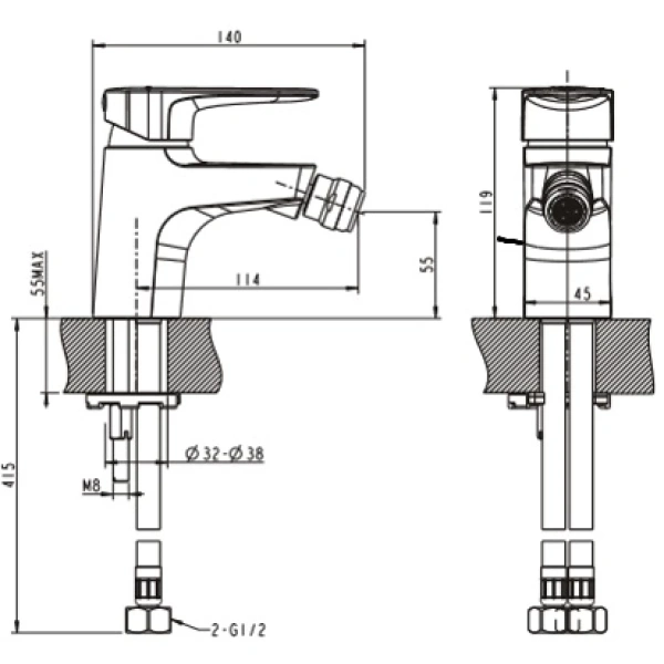 смеситель bravat eler f3239218cp-1-rus для биде
