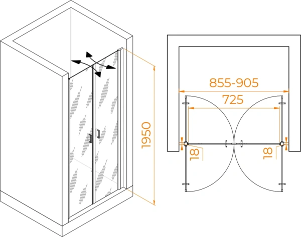 душевая дверь в нишу rgw passage pa-104 90 см, профиль хром, стекло прозрачное