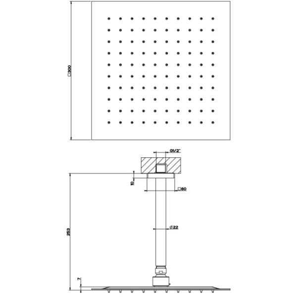 верхний душ gessi emporio 47262#238 ø300 мм, с кронштейном, цвет mirror steel