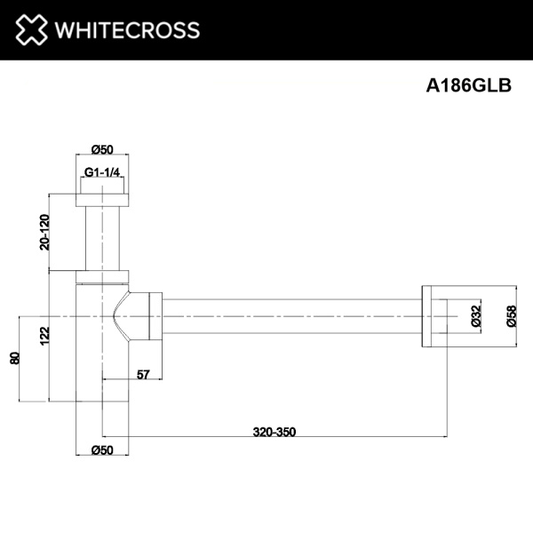 сифон whitecross a186glb для умывальника, декоративный, брашированное золото