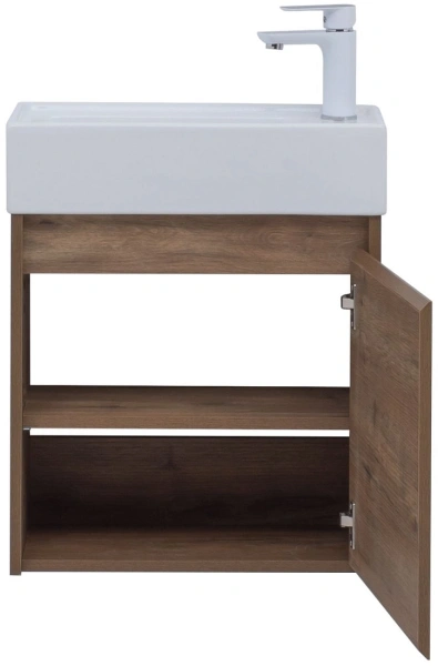 тумба под раковину aquanet nova lite 50 подвесная, дуб рустикальный, 1 дверца, 00298855