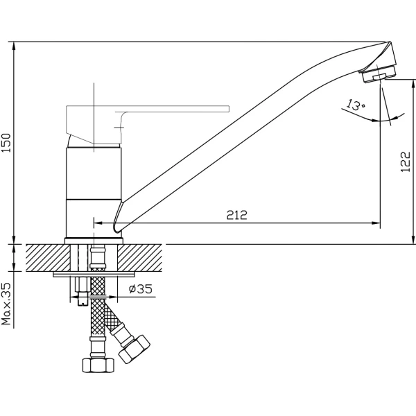 смеситель для кухни esko belgrade bd 05 хром