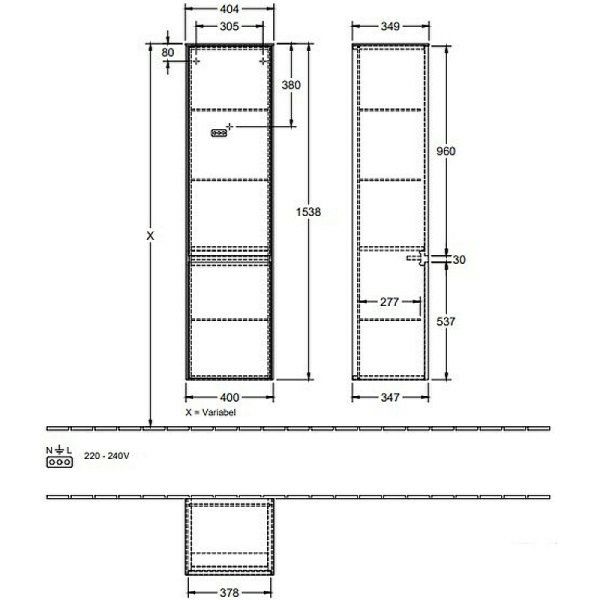 шкаф-пенал villeroy & boch collaro c033l1pd черный