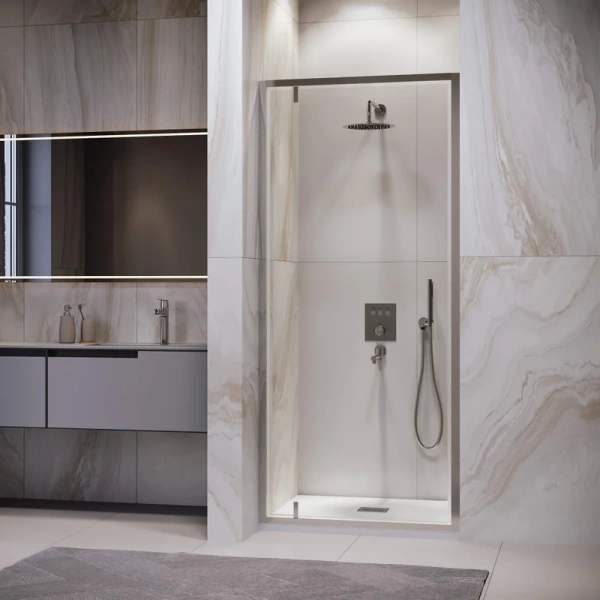 душевая дверь в нишу rgw leipzig le-102 80 см, профиль матовый хром, стекло прозрачное