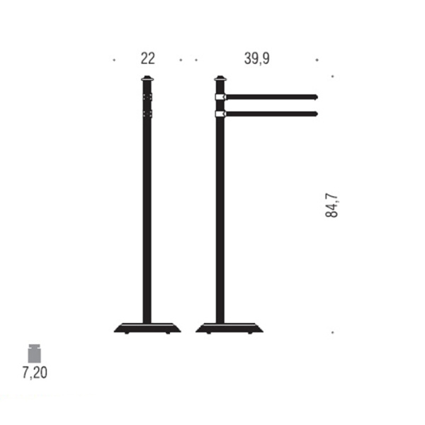 Стойка с 2-мя полотенцедержателями Colombo Design Hermitage B3338.OA, напольная, 84.7см, античная бронза