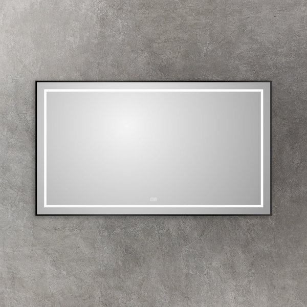 зеркало belbagno kraft 140 spc-kraft-1400-800-led-tch-warm-nero с подсветкой черное с сенсорным выключателем и подогревом
