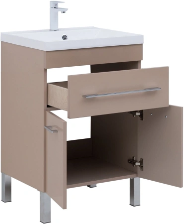 тумба под раковину aquanet верона 60 капучино, 1 ящик, 2 дверцы, 00304534