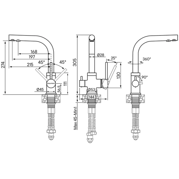 смеситель для кухни paulmark essen es213011-grs, серый дым