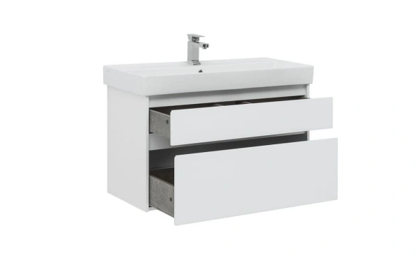 тумба под раковину aquanet nova lite 100 (slim synergy) белый (2 ящика), 00249940
