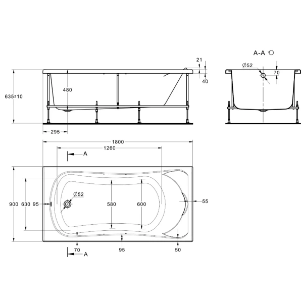 монтажный комплект к ванне 180x90 roca becool zru9307686