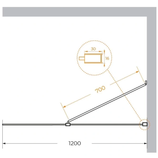 душевая перегородка cezares liberta 120 liberta-l-1-tb-120-br-cr профиль хром стекло бронзовое