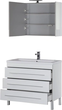 тумба под раковину aquanet верона 100 белая (напольная 3 ящика), 00178471