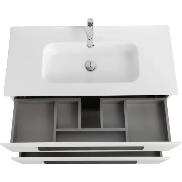 тумба под раковину cezares eco-cer-n 100 eco-cer-n-1000-2c-so-bl подвесная bianco lucido без ручек