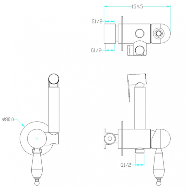 Гигиенический душ со смесителем Boheme Medici 434-SW Бронза
