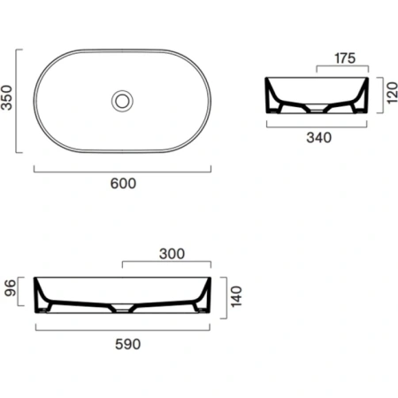 раковина-чаша catalano zero 0122600001 60x35 см, накладная, белый глянец