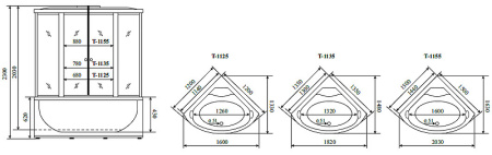 душевой бокс timo standart 135x135 t-1135 с гидромассажем