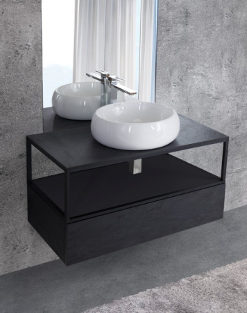 полка для консоли под раковину cezares cadro 100 cadro-100-mens-nero черная матовая