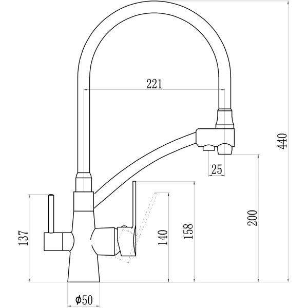 смеситель savol s-l1805c-02 для кухни, с подключением к фильтру, цвет бронза / белый
