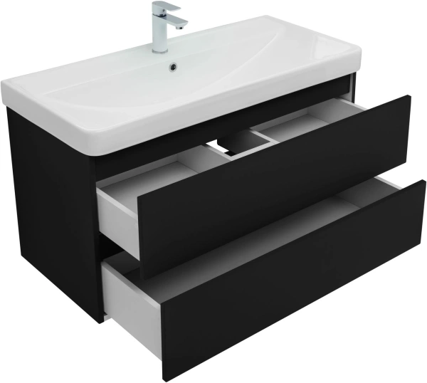 тумба под раковину aquanet вега 2.0 00337951 99x45.8 см, черный глянец