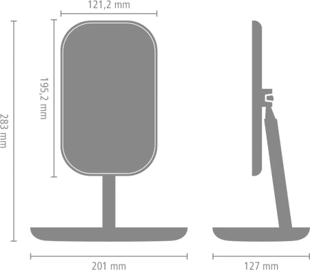косметическое зеркало brabantia renew 280702 без подсветки, поворотное, темно-серое