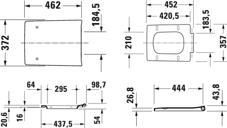 сиденье для унитаза duravit viu 0021190000 с микролифтом, цвет белый