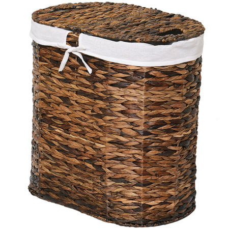 Корзина для белья WasserKRAFT Dill WB-611-L с крышкой, цвет темно-коричневая