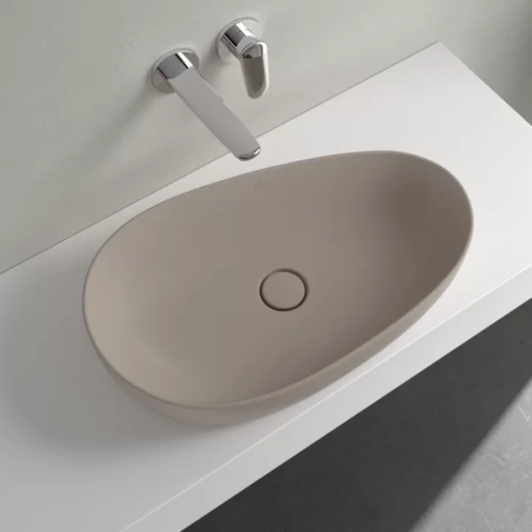 раковина villeroy & boch antao 4a7465am накладная, 65x40 см, almond с покрытием ceramicplus