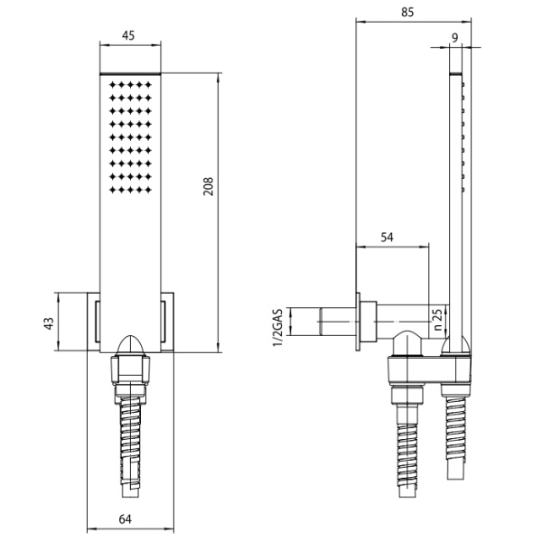 душевой гарнитур bossini flat one c13001.030, с держателем и ручным душем, цвет: хром душевой гарнитур bossini flat one c13001.030, с держателем и ручным душем, цвет: хром