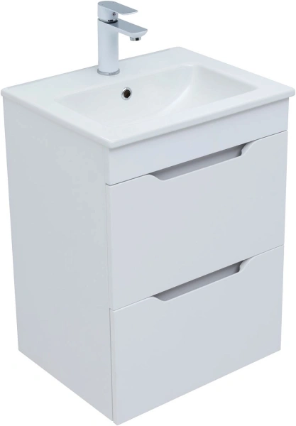 тумба под раковину aquanet практика 50 подвесная, белая матовая (2 ящика), 00330455