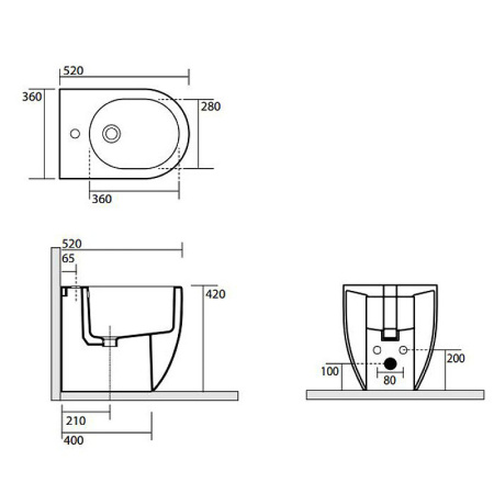 биде напольное kerasan flo 312001