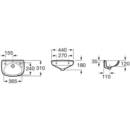 раковина 44x31 см roca irbis 320841001