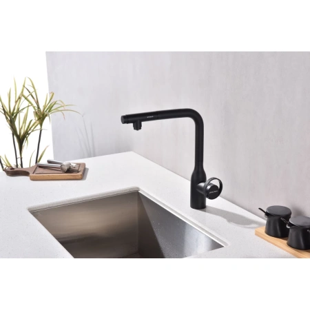 смеситель для кухни с подключением к фильтру paulmark urban ur213104-401, цвет антрацит